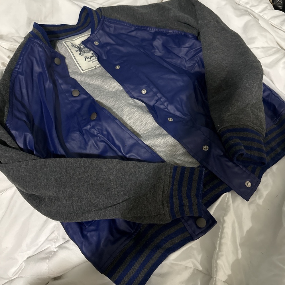 Papaya Blue and Gray Bomber Jacket
